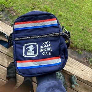 Reflective Anti Social Social Club x USPS Side Bag (Navy Blue / Red / White)